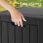 35 Gallon Lockable Resin Deck Box, Waterproof & UV-Resistant Outdoor Storage Box for Outdoor Cushion Storage, Garden Tools & Pool Accessories Storage, Black