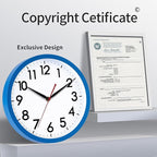 AKCISOT Wall Clock 10 Inch Silent Non-Ticking Modern Clocks Battery Operated - Analog Classic for Office, Home, Bathroom, Kitchen, Bedroom, School, Living Room(Blue)