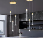 Pendant Lights Kitchen Island Mini Chandelier Gold Pendant Light Crystal Light fixtures Adjustable Hanging Ceiling Hanging Lights Bubble Mini Crystal Ceiling Light for Dining Room Bedroom 2700K 6000K
