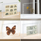 Egofine 8x8 Acrylic Frames 2 Pack, 20mm Thicker Frameless Clear Picture Frames, Double Sided Magnetic Picture Frames, Free Standing Desktop Display