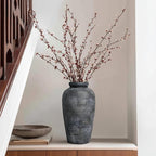 Rustic Vase, 11 inch Large Terracotta Flower Vase, Farmhouse Ceramic Pottery, Distressed Farmhouse Decor for Living Room, Shelf, Entryway, Room Decor, Black Bronze