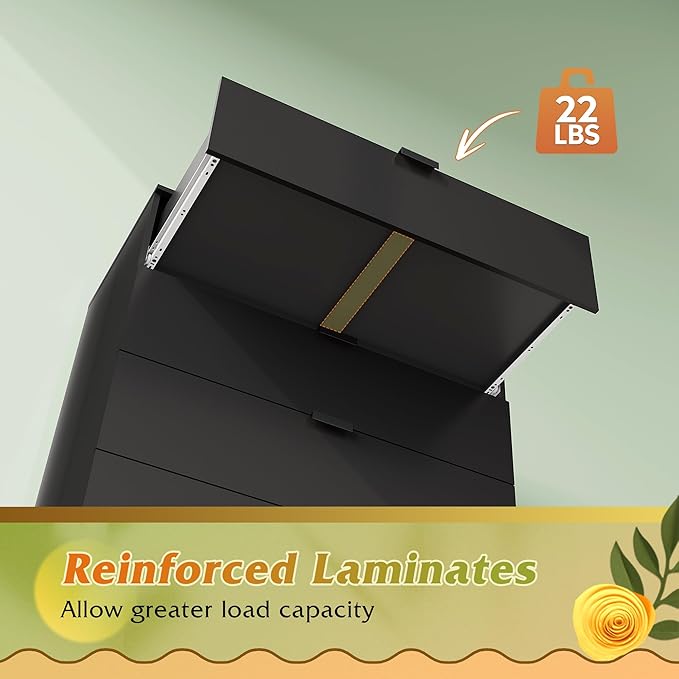 WLIVE 4 Drawer Dresser for Bedroom, Black Tall Dresser, Modern Wood Dressers with Sturdy Metal Handle, Small Chest of Drawers for Living Room, Hallway