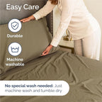 Cal King Sheets Set 6 Piece - Includes 4 Pillowcases - Bed Sheets Cal King Size - Soft Hotel Luxury Bedding - Cooling, Comfy & Breathable - 1 Flat & 1 Fitted & 4 Pillowcases w/ Deep Pockets - Khaki