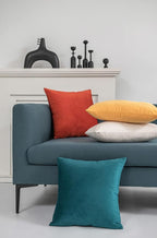 Throw Pillow Cases 24x24 Teal: 2 Pack Cozy Soft Velvet Square Decorative Pillow Covers for Farmhouse Home Decor