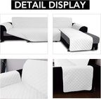 Easy-Going L Shape Sofa Slipcover - Sectional Couch Cover with Chaise - Reversible Sofa Cover for Pets & Kids (Large, White/White)