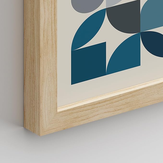 SIGNWIN Framed Mid-Century Modern Colorful Geometric Polygons Wall Art, Set of 4 Abstract Geometric Wall Decor Prints, Nature Wilderness Wall Décor for Living Room, Bedroom - 12"x16" Natural