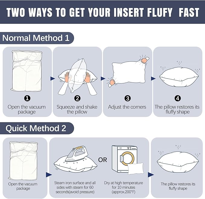 OKBA 24x24 Throw Pillow Inserts Set of 2-Fluffy Square Cushions with 100% Cotton Covers-Decorative White Pillow Fillers for Sofa, Bed, Couch, Living Room, Indoor Hotel Pillows