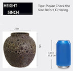 Rustic Pottery Ceramic Vase - Vintage Farmhouse Style Decor, White Grid Ceramic Vases for Home Decor, Modern Farmhouse Decor (Black and brown)