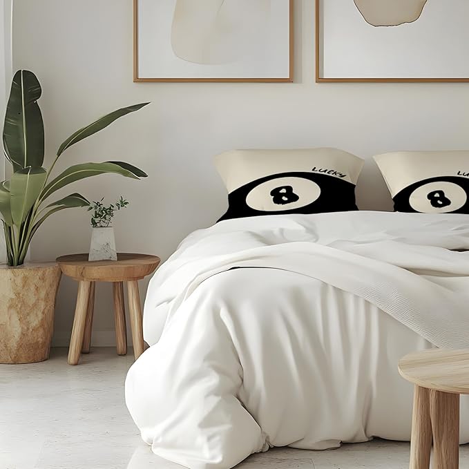 Trendy Retro Black 8 Ball Lucky You Poker Pillow Covers 18x18, Downtown Girl Room Decor, Funky Y2K Lucky You Decorative Throw Pillow Covers for Girls Room Dorm Apartment Home, Set of 2