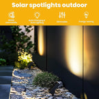 Solar Landscape Lights Outdoor, 3000K Dimmable Solar Pathway Lights, 500LM Solars Spot Light IP65 Waterproof for Walkway Lawn Yard, 2pcs