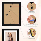 FIXSMITH 6x8 Picture Frame Set of 4, Photo Frame with HD Plexiglass, Display Pictures 5x7 with Mat or 6x8 Without Mat Multi Picture Frames Collage for Tabletop or Wall Display, Black