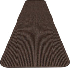 House, Home and More Indoor Outdoor Double-Ribbed Carpet Runner with Skid-Resistant Rubber Backing - Bittersweet Brown - 4 Feet x 20 Feet