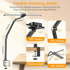 Syrinx LED Desk Lamp with Clamp, Double Head Desk Lamps for Home Office with Gesture Sensor Switch and Touch Control, 24W Eye-Caring Architect Desk Lamp with 25 Light Modes Adjustable Desk Light