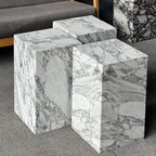 Luxury Marble Side Table,Square End Table for Modern Sofa and Bed, Living Room, Sofa, Bedroom（Arabescato）