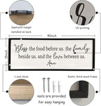 Bless the Food Before Us Sign Wall Decor 40"X15" Large Farmhouse Dining Room Wall Decor Framed Wood Rustic Home Wall Art Kitchen Decoration (Black)