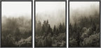 SIGNWIN Framed Canvas Print Wall Art Woodland Nursery Decor Set Fog & Mist Over Blue Pine Tree Forest Nature Modern Art Rustic Landscape Colorful for Living Room, Bedroom, Office - 24"x36"x3 Black