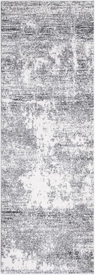 Keen Home Design Area Rugs - 2x18 Non-Shedding, Abstract Rugs for Kitchen, Living Room, Bedroom, Dining Room, Entryway - Size: 2'8" x 18', Abstract Cream/Grey