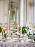 Taper Candle Holders,Tall Metal Candlestick Holders,French Gold,Set of 54,Three Heights,Candle Stick Holder for Wedding Centerpiece Decoration,Dinning,Festival,Party or Home Decor