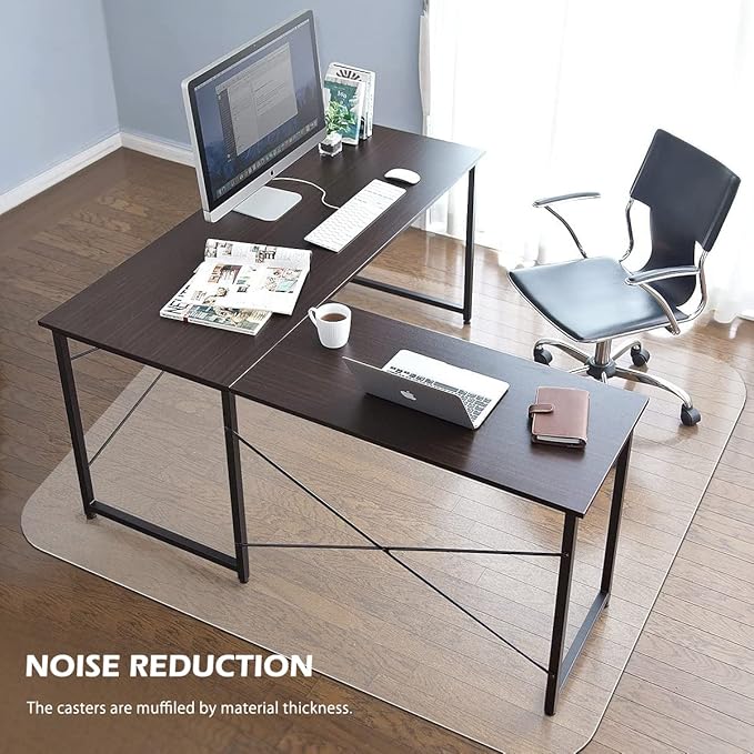 SALLOUS Office Chair Mat for Hard Floors, 63" x 51" Large Chair Mat for Hardwood Floors, Slip Resistant Floor Protector Desk Mat for Home, Waterproof Vinyl Floor Mat for Gaming Chairs (Clear)