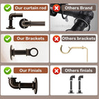 Brown Curtain Rods 18 to 88 Inch, Industrial Curtain Rods,Adjustable Length,1 in Diameter Pipe,Wall or Ceiling Mounted,for Bedroom and Living Room(Antique Bronze 18” to 88”)
