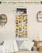 Bikoney Large Picture Board Picture Frames Collage Photo Hanging Display Wood Rustic Frames for Wall Decor and Dorm Room Decor with Blackboard Self Adhesive Hooks No Holes Drilling