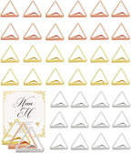 36 Pcs Triangle Table Number Holders - Rust-Resistant Metal Place Card Stands for Weddings, Office & Home Decor(Multicolor)