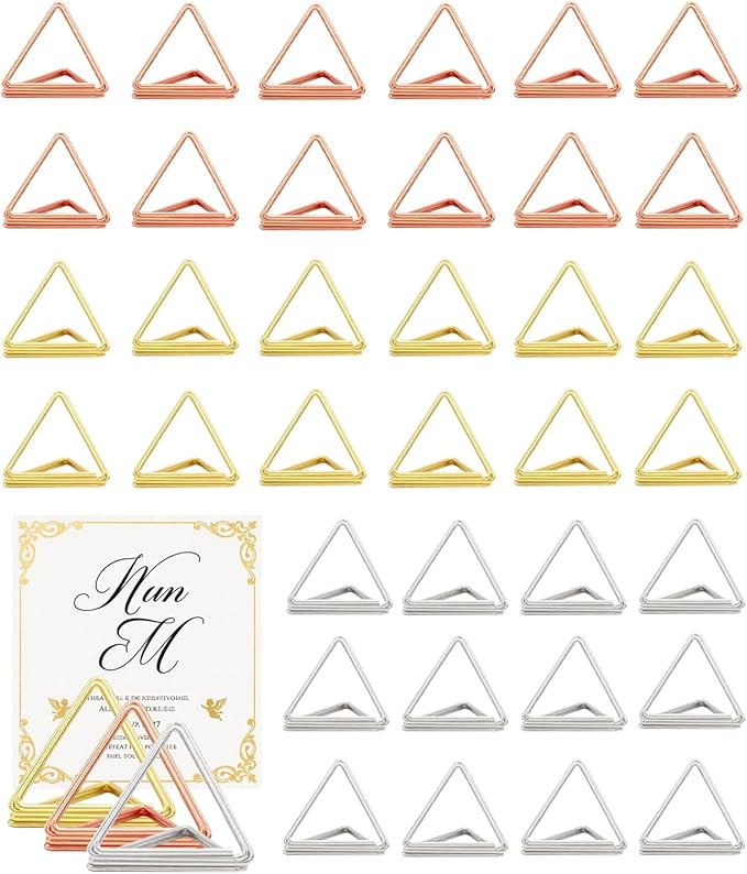 36 Pcs Triangle Table Number Holders - Rust-Resistant Metal Place Card Stands for Weddings, Office & Home Decor(Multicolor)