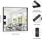 Black Bathroom Mirror, 30x30 Inch Rectangular Framed Mirror, Large Wall Mounted Bathroom Vanity Mirror Over Sink for Bedroom,Restroom, Living Room, Hangs Vertically or Horizontally