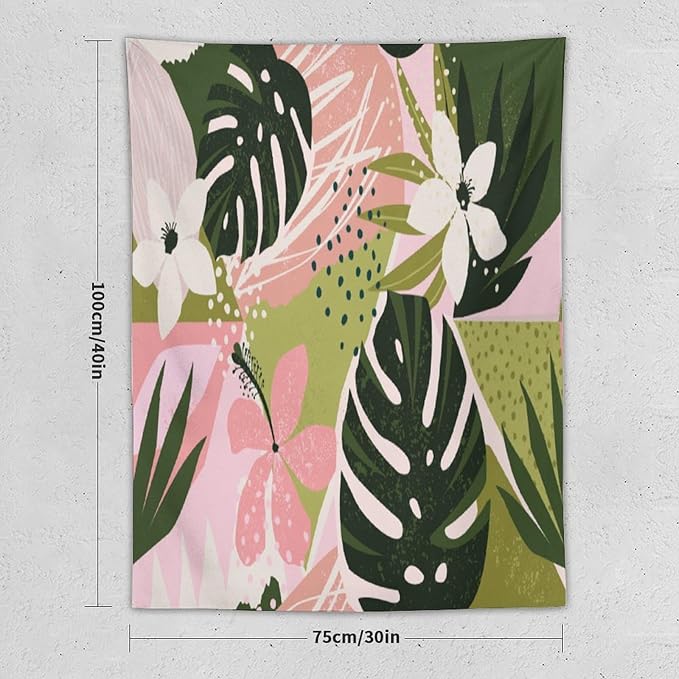 ICMOLYYENLO Tropical Green Plant Tapestry, Green Palm Leaves Natural Landscape Print Wall Tapestry for Bedroom Living Room Dormitory 30x40 Inch