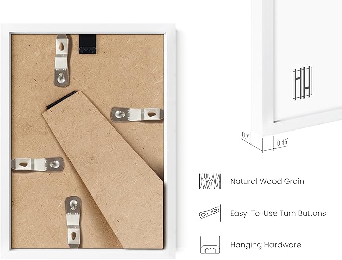 HAUS AND HUES 5x7 White Metal Picture Frames - Photo Frames 5X7 - Features Premium Aluminum, Vertical Hanging, Easel Back for Tabletop, Home, Office (5x7 in, White, Set of 6)