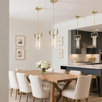 Modern Brass Island Pendant Lights 2 Pack,12'' Glass Light Pendant,Gold Kitchen Island Pendant Light Fixtures,Farmhouses Pendant Light, for Kitchen,Dining Room,Bathroom,Bulbs Included