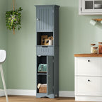 ChooChoo 67" Tall Bathroom Storage Cabinet Freestanding with Adjustable Shelves, Narrow Storage Linen Cabinet with 2 Doors and 1 Drawers for Bathroom, Living Room, Kitchen, Grey