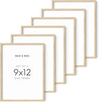 HAUS AND HUES Set of 6 9 X 12 Picture Frame - 9x12 Frame Collage Picture Frames for Wall, 9x12 Picture Frame Sets Wooden Frames, 12x9 Picture Frames in Bulk Wooden Picture Frames (Beige Oak Frame)