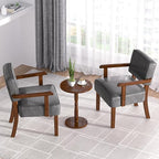 Accent Chair, PU Leather Oversized Living Room Chairs with Soft Seat and Armrests, Armchair for Bedroom, Dinning, Reading and Waiting Rooms (Leather Gray)