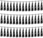 3P Black Foil Fringe Metallic Tassel Streamers Banner Tassel Garland for Parade Floats, Bachelorette, Wedding, Birthday, Halloween, Christmas, Bridal/Baby Shower Party Decorations