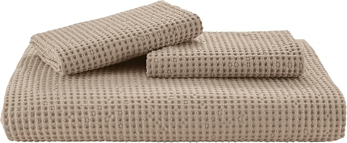 Bedsure Cotton Duvet Cover Set - 100% Cotton Waffle Weave Khaki Duvet Cover California King Size, GentleSoft™ and Breathable Cal King Tan Bedding Set for All Season, 3 Pieces, 104"x98"