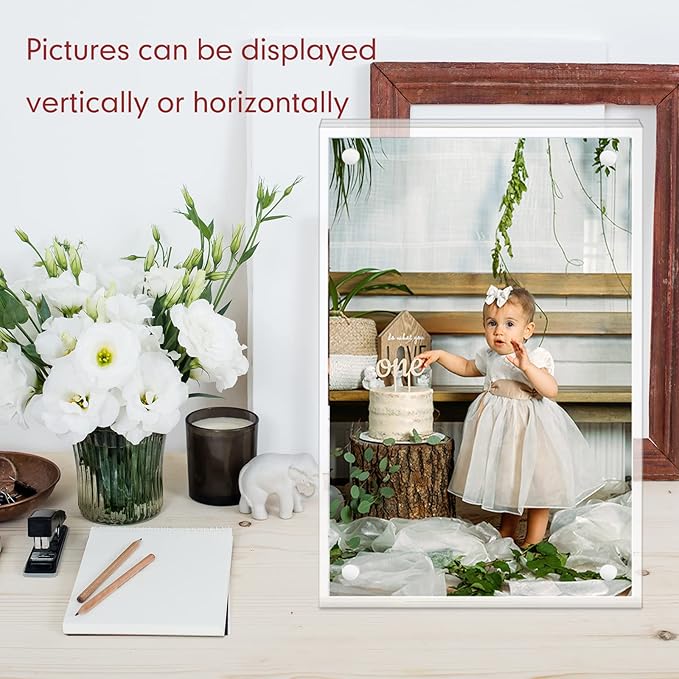 Handepo 12 Pcs Acrylic Picture Frame Bulk Clear Acrylic Photo Frame Magnetic Desktop Display Double Sided 20 mm Thickness Freestanding for Bedroom Living Room Home Office(4 x 6)
