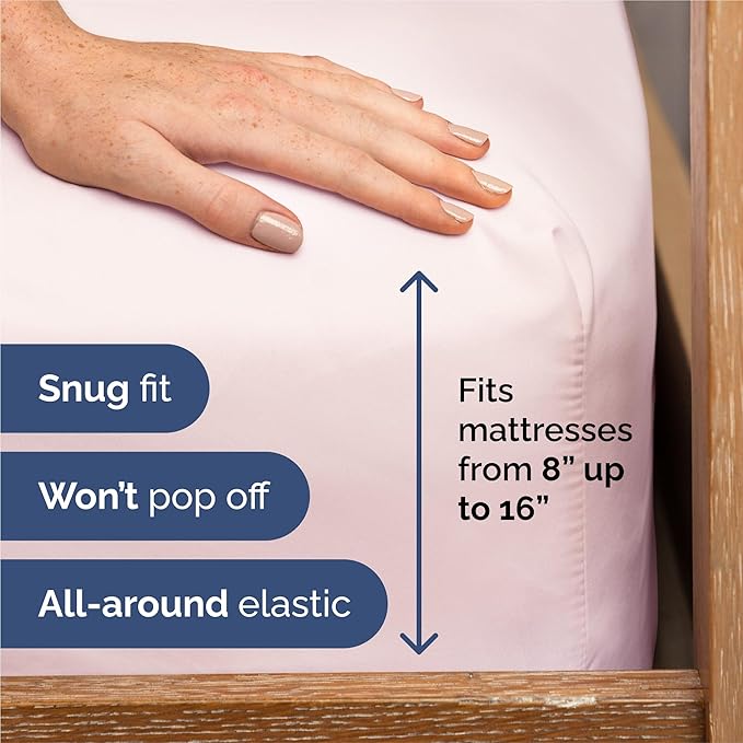 Split King Sheets Set 7 Piece - Includes 4 Pillowcases - Bed Sheets Split King - Soft Hotel Luxury Bedding - Cooling and Breathable - 1 Flat & 2 Fitted & 4 Pillowcases w/ Deep Pockets - Lavender Pink