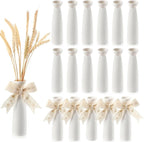 18 Pcs Ceramic White Vases for Home Decor with Cotton lace and Rope 7.09 inch Tall Vases for Centerpieces Modern Floral Vase Wedding Party Event Home Office Decoration