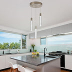 Pendant Light fixtures, Integrated 3-Light Pendant Lighting Silver Finish, Dimmable Pendant Lights Kitchen Restaurant, Dining Room