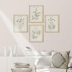 SIGNWIN Framed Vintage Wildflower Wall Art, Set of 4 Plant Collage Drawing Wall Decor Prints, Nature Wilderness Wall Décor for Living Room, Bedroom - 8"x10" Natural