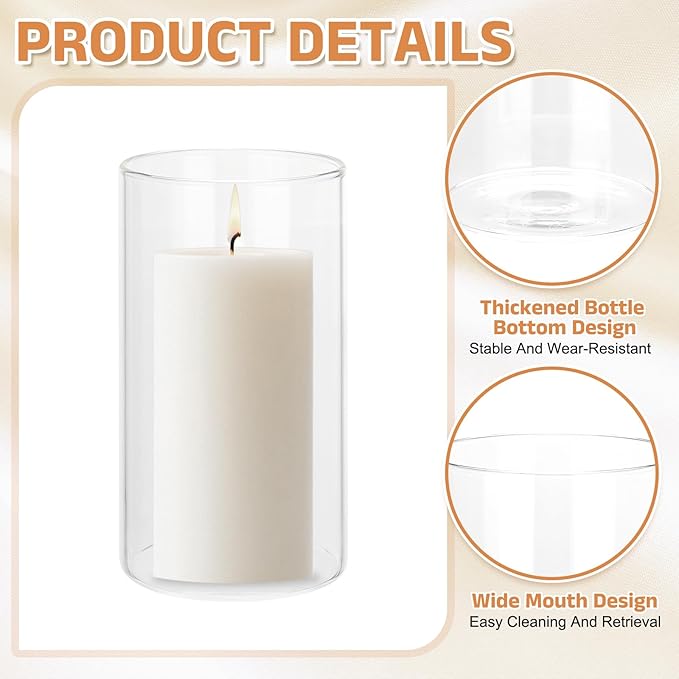 uxcell Hurricane Candle Holder (H:4.7" OD:2.6"), Pillar Floating Candles Holder Clear Glass Cylinder Flower Vases for Table Centerpiece Wedding Party Home Decoration 2Pcs