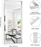 Silver Bathroom Mirror, 72x30 Inch Rectangular Deep Frame Mirror, Large Wall Mounted Bathroom Vanity Mirror Over Sink for Bedroom,Restroom, Living Room, Hangs Vertically or Horizontally