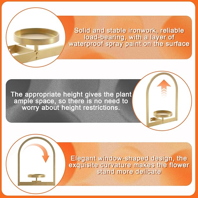 Wall Plant Holder, Wall Planter for Indoor Plants, Window Plant shelves for Multiple Plants Indoor Outdoor, Framed Plant Holder for Home Decor (2 Pack)