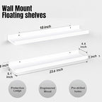 23.6 Inches Long Floating Shelves Wall Mounted, 2 Set Modern White Wall Shelf for Bedroom, Nursery Book Shelf with Lip, Picture Ledge Shelf for Wall Decor Living Room Bathroom Kitchen- White