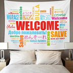 TOMPOP Tapestry World Welcome Word Cloud in Different Languages Conceptual Multilingual Home Decor Wall Hanging for Living Room Bedroom Dorm 60x80 Inches