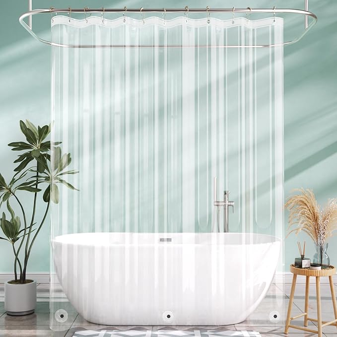 AmazerBath Long Shower Curtain Liner with 3 Magnets, 72x90 Clear Shower Curtain Liner Tall, Waterproof Plastic Shower Liner, Lightweight PEVA Shower Curtain with 12 Rustproof Metal Grommets
