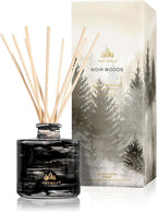 Thymes Petite Oil Reed Diffuser Set – Includes Reeds, Fragrance Oil & Glass Bottle – Luxury Scent Diffusers for Home Decor –Fresh Evergreen, Smoky Wood & Golden Amber (Noir Woods, 4 fl oz)