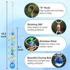 Sun Catchers Gazing Ball Spiral Tail Wind Spinner with Crystal Suncatcher for Hanging Ornaments Decorative Indoor Outdoor Windows Prism Rainbow Maker Car Mirror Home Yard Garden Decor