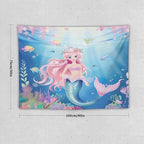 HZOHNAGO Mermaid Girls Tapestry Watercolor Mermaid Princess Pattern Printed Wall Tapestry Wall Hanging for Bedroom Living Room Dorm 40" W x 30" H